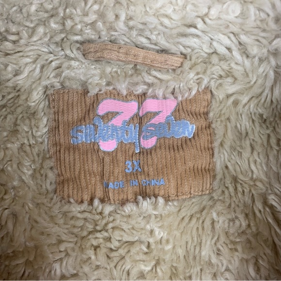vintage seventy 7 women's 3x corduroy jacket tan faux fur y2k brown penny - Picture 3 of 13